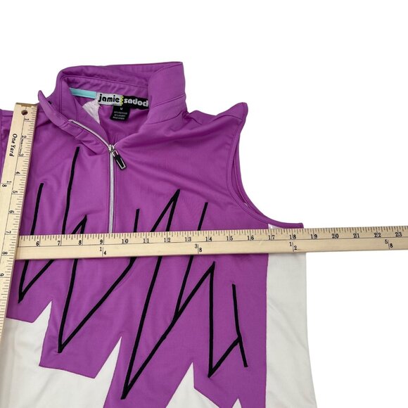 Jamie Sadock Womens Sleeveless Golf Shirt Purple & White Zigzag Design Size M - Picture 4 of 6